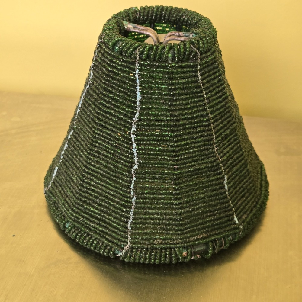 Vintage Green Beaded Small Lampshade